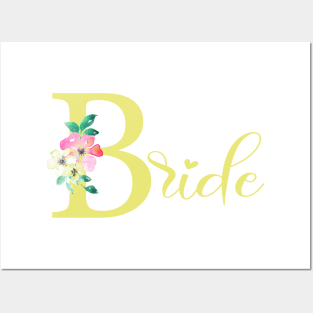 Yellow floral bride illustration Posters and Art